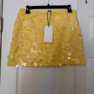 Zara Yellow Sequin Mini Skirt